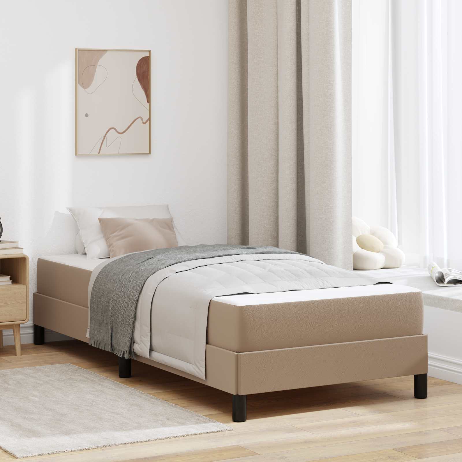 Estrutura de cama com colchão Cappuccino 100 x 200 cm tecido