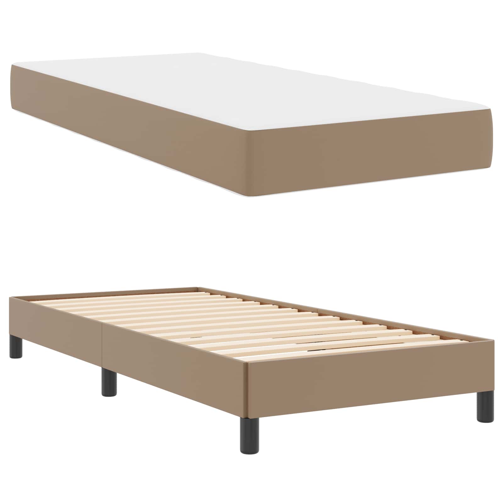 Estructura de cama con colchón Capuchino 100 x 200 cm tela