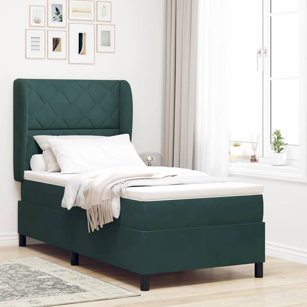 Dark Blue Box Spring Bed 190 x 140 cm Velvet