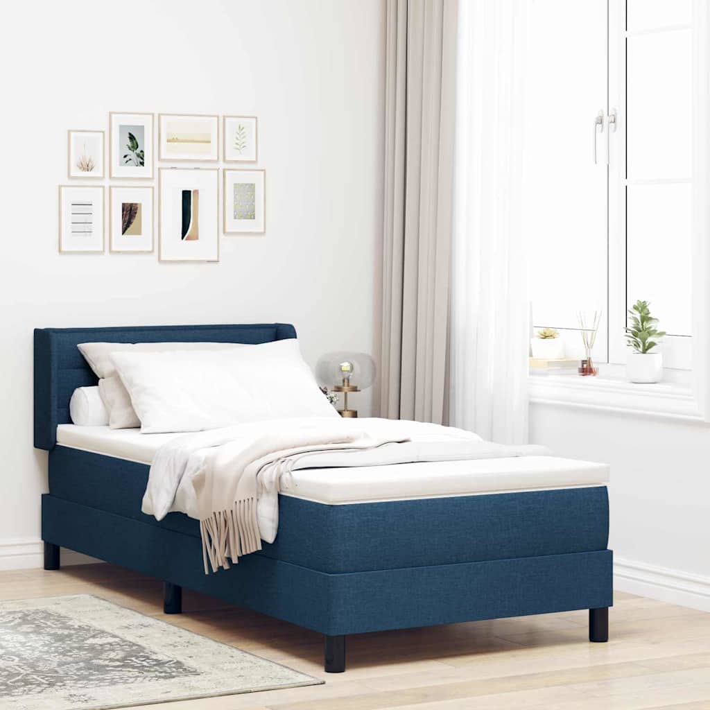 Cama Box Spring com cabeceira Azul Escuro 200 x 160 cm tecido