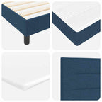 Cama tipo Box Spring con cabecera Azul Oscuro 200 x 160 cm tela