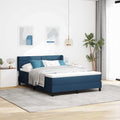 Cama tipo Box Spring con cabecera Azul Oscuro 200 x 160 cm tela