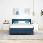 Cama tipo Box Spring con cabecera Azul Oscuro 200 x 160 cm tela