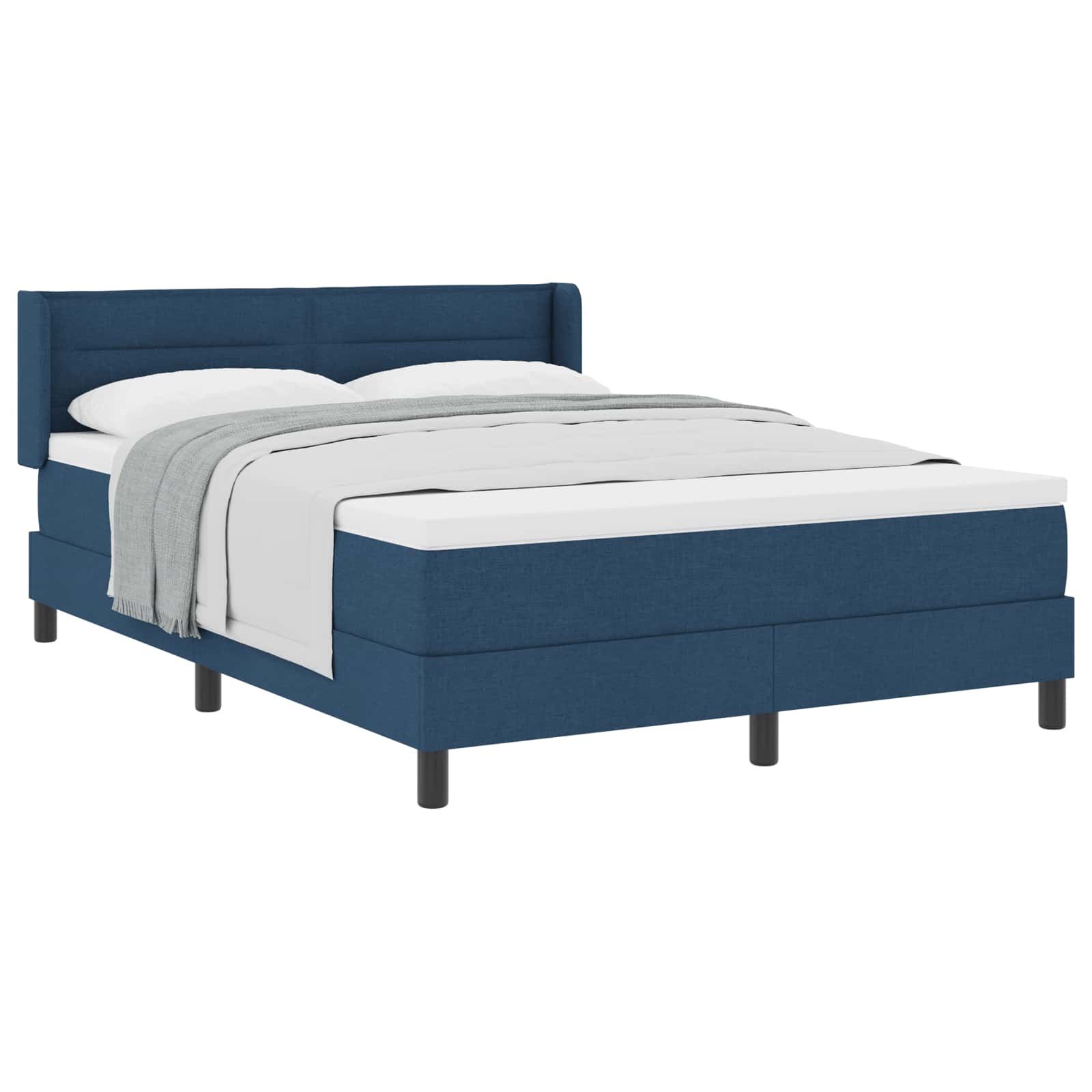 Cama tipo Box Spring con cabecera Azul Oscuro 200 x 160 cm tela