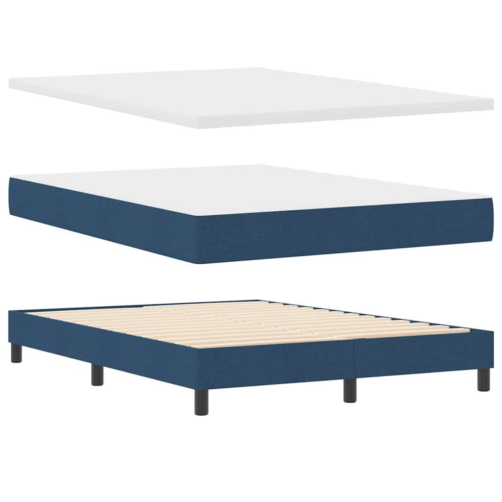 Cama tipo Box Spring con cabecera Azul Oscuro 200 x 160 cm tela