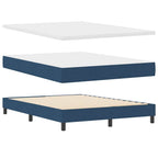 Cama tipo Box Spring con cabecera Azul Oscuro 200 x 160 cm tela