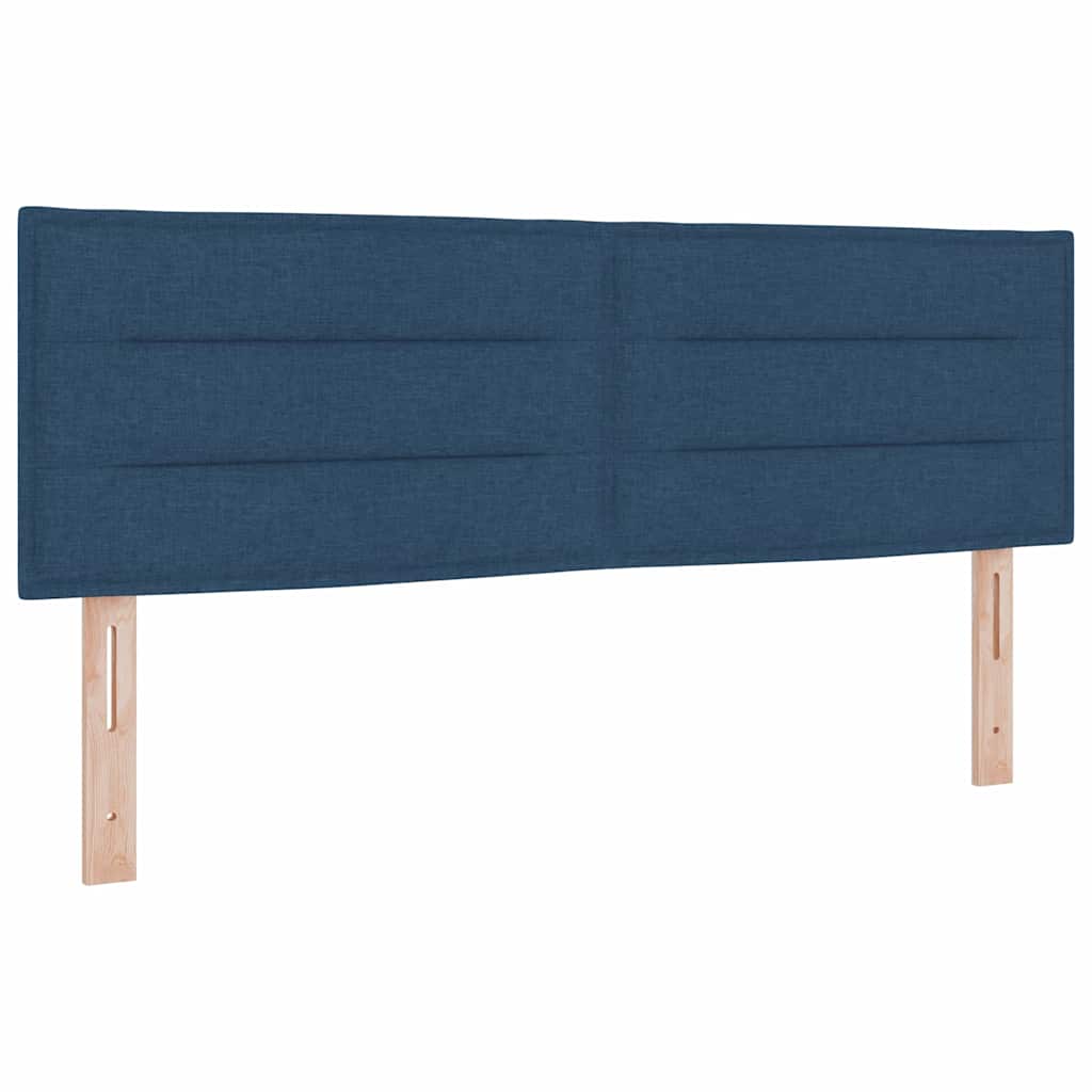 Cama tipo Box Spring con cabecera Azul Oscuro 200 x 160 cm tela