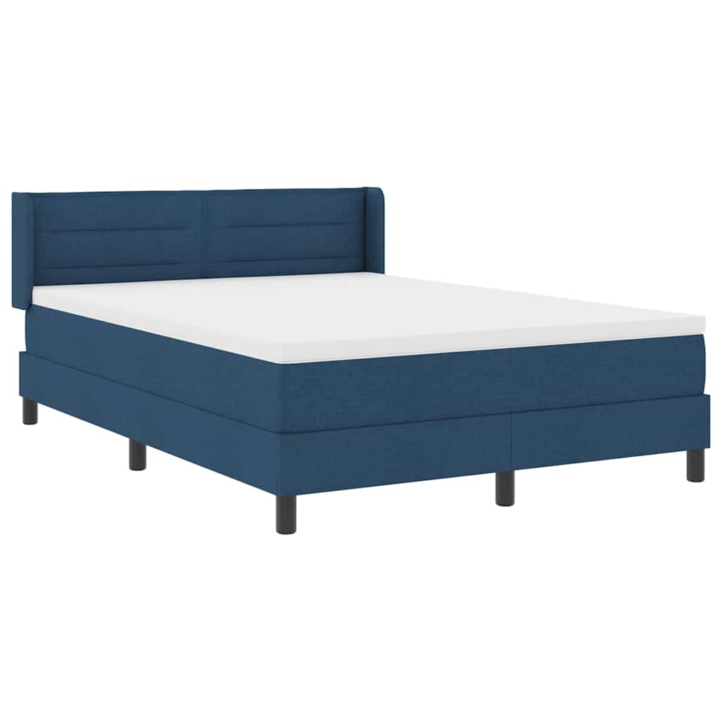 Cama tipo Box Spring con cabecera Azul Oscuro 200 x 160 cm tela
