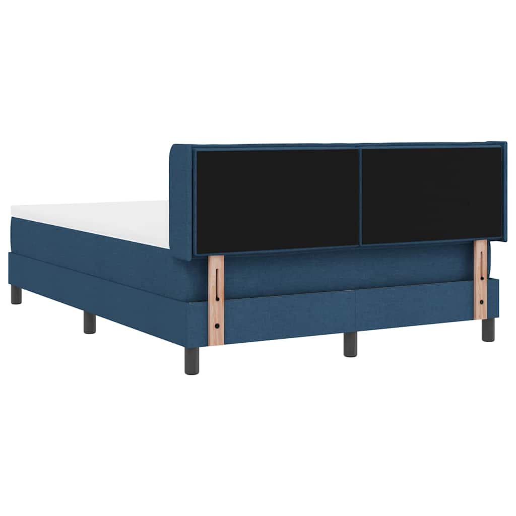 Cama tipo Box Spring con cabecera Azul Oscuro 200 x 160 cm tela