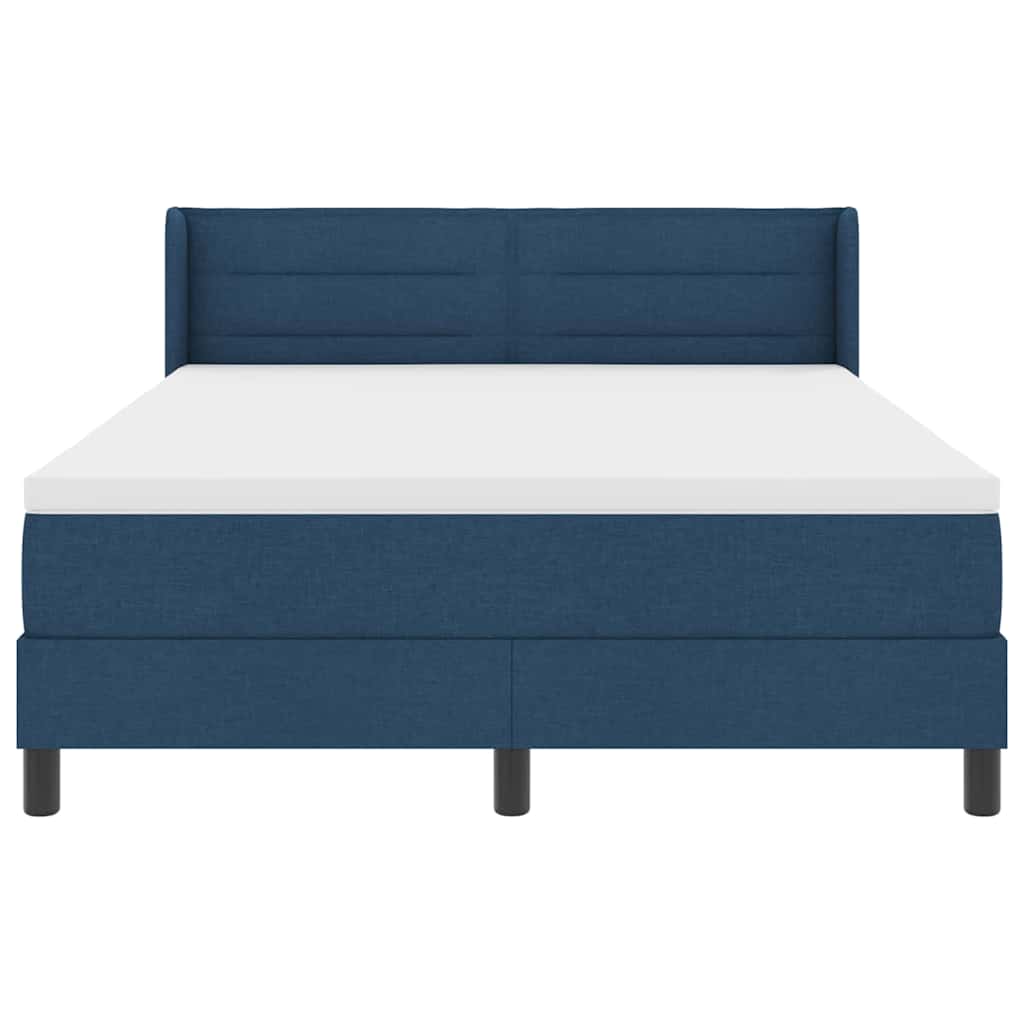 Cama tipo Box Spring con cabecera Azul Oscuro 200 x 160 cm tela