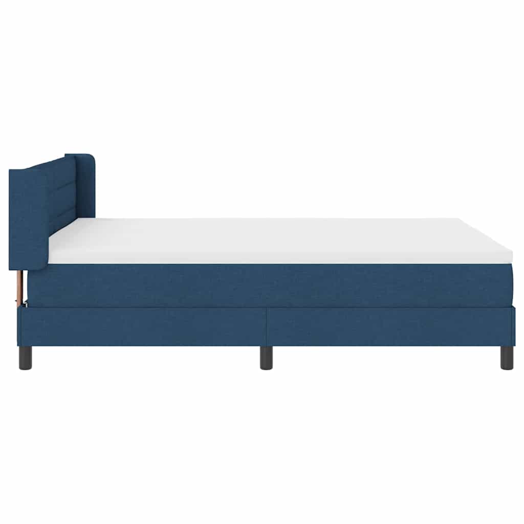 Cama tipo Box Spring con cabecera Azul Oscuro 200 x 160 cm tela