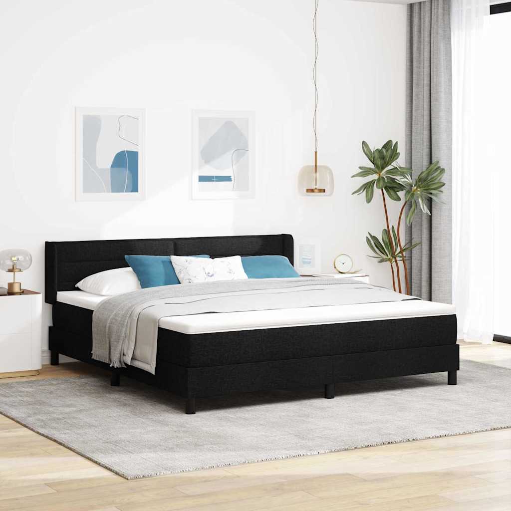 Cama Box Spring com cabeceira Azul Escuro 200 x 160 cm tecido
