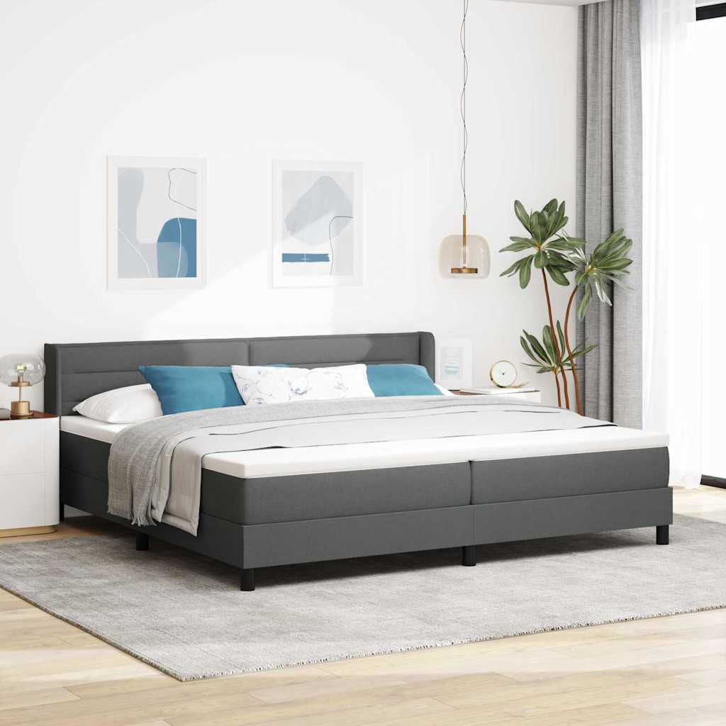 Cama Box Spring com cabeceira Azul Escuro 200 x 160 cm tecido