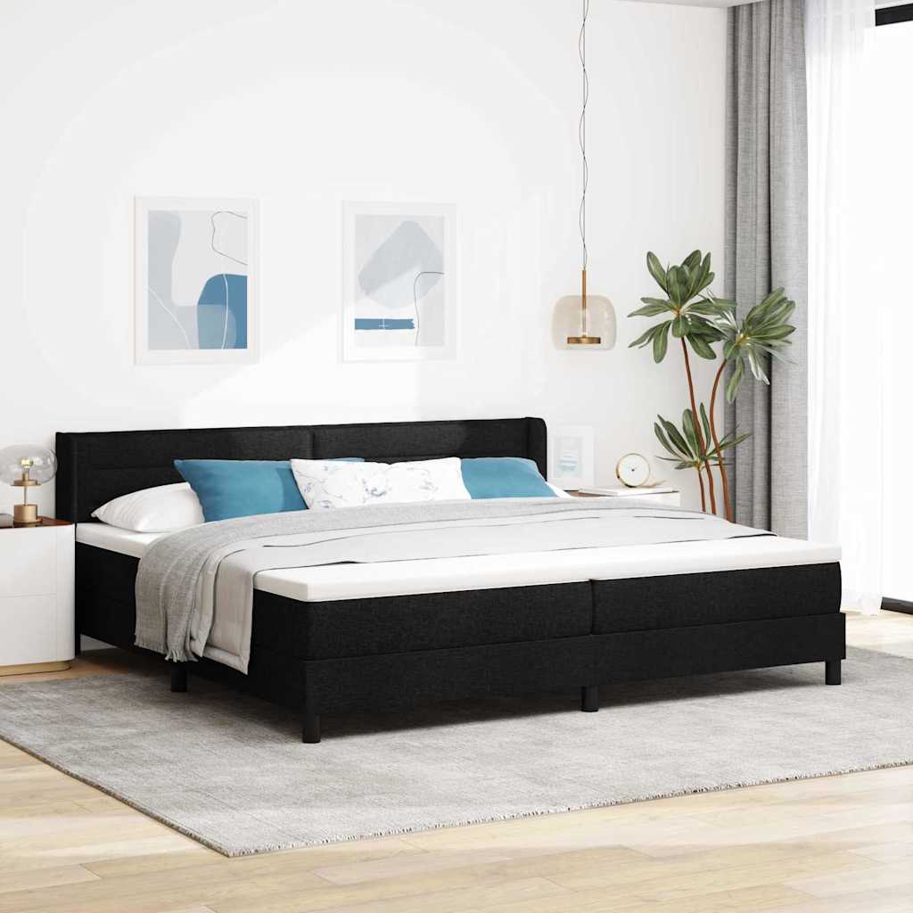 Cama Box Spring com cabeceira Azul Escuro 200 x 160 cm tecido