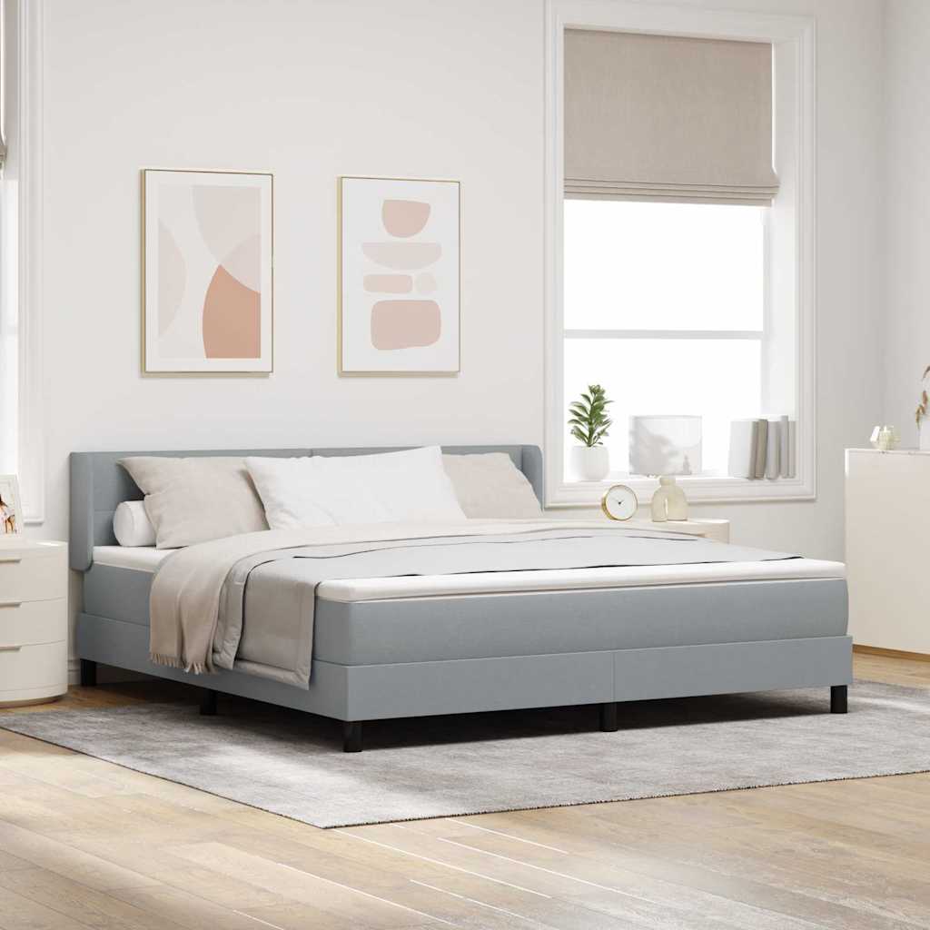 Cama Box Spring com cabeceira Azul Escuro 200 x 160 cm tecido