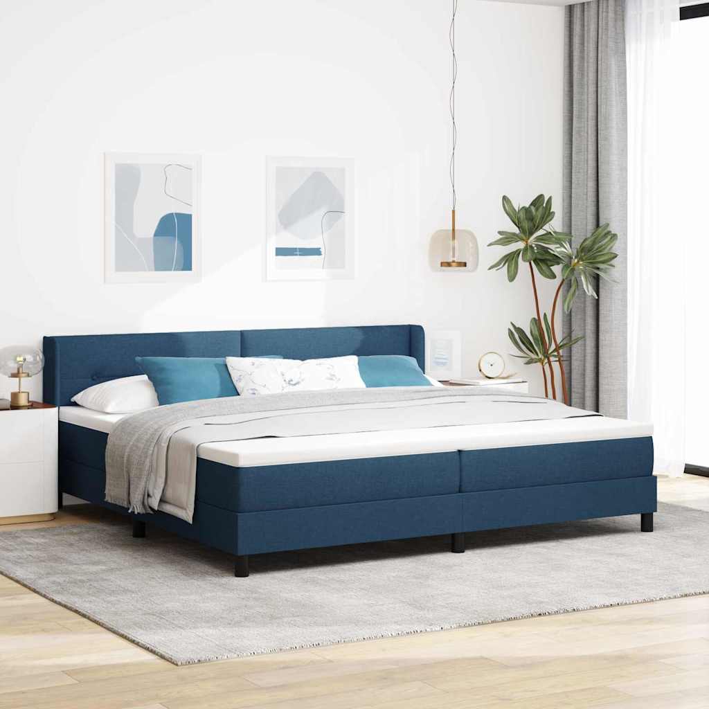 Cama Box Spring com cabeceira Azul Escuro 200 x 160 cm tecido