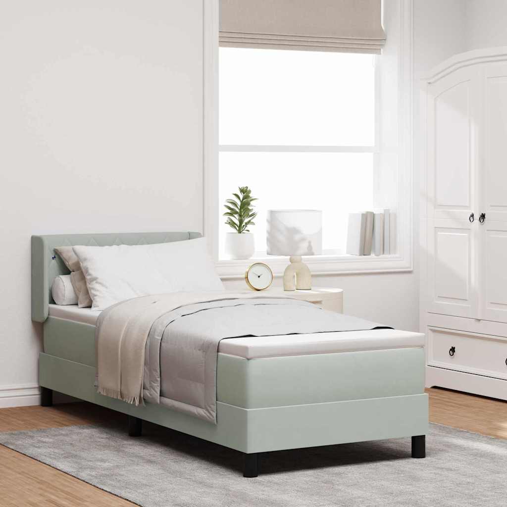 Black Velvet Box Spring Bed with Headboard 190 x 140 cm