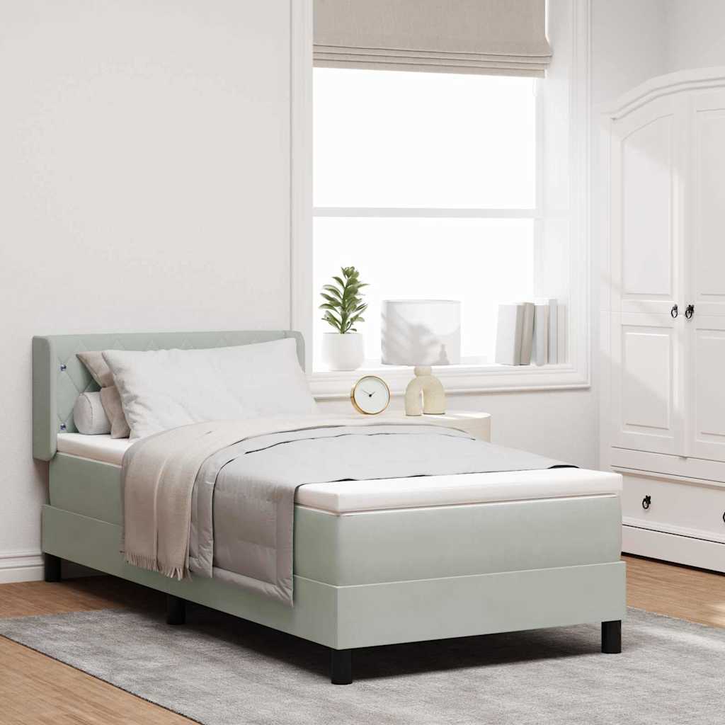 Black Velvet Box Spring Bed with Headboard 190 x 140 cm