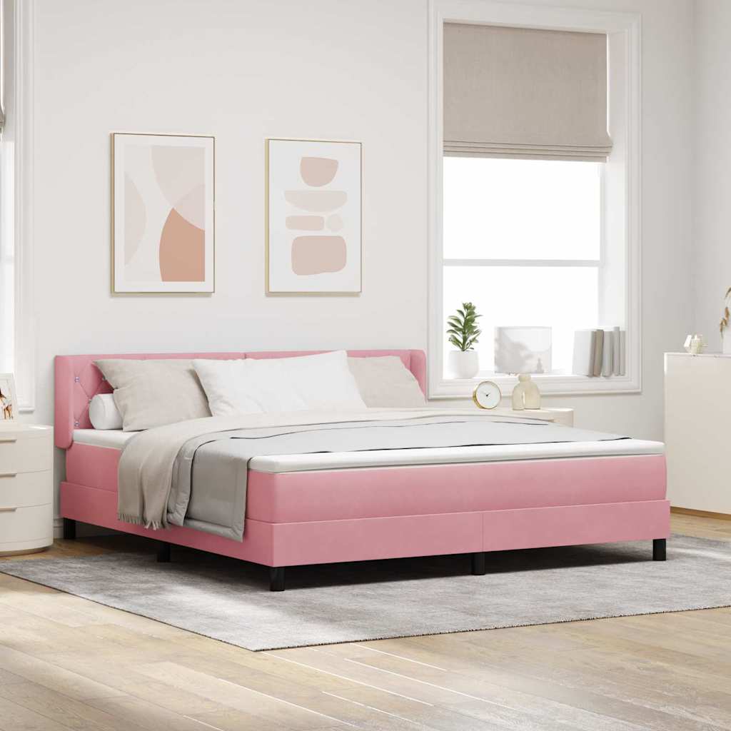 Black Velvet Box Spring Bed with Headboard 190 x 140 cm