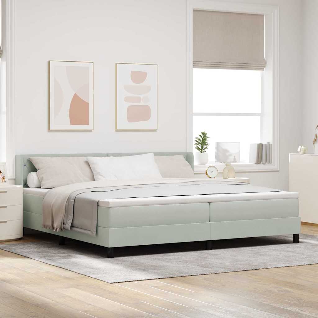 Black Velvet Box Spring Bed with Headboard 190 x 140 cm