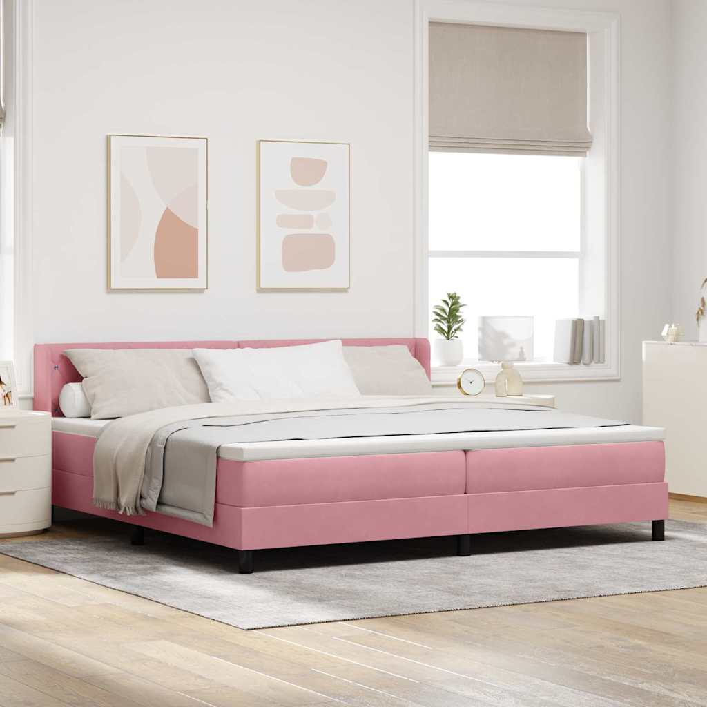 Black Velvet Box Spring Bed with Headboard 190 x 140 cm