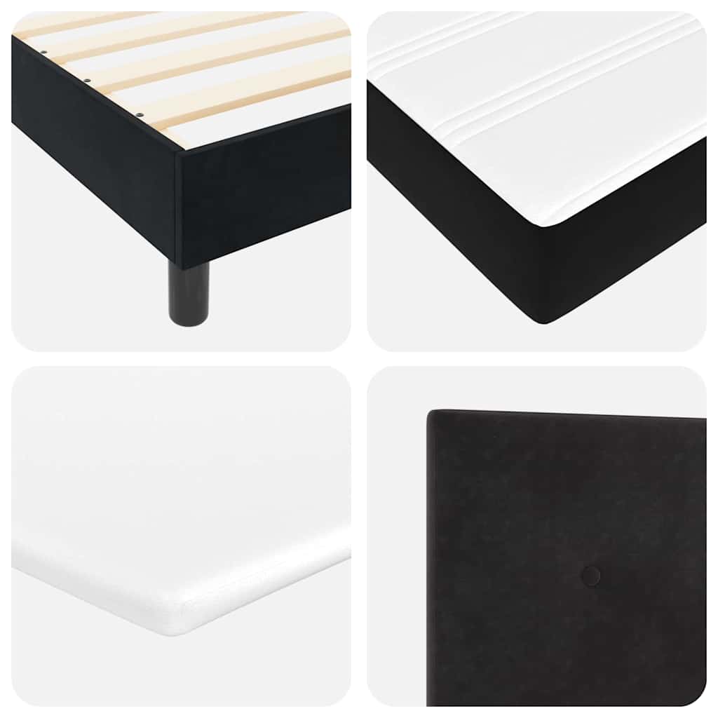 Cama tipo Box Spring con cabecera Negro 190 x 140 cm Terciopelo
