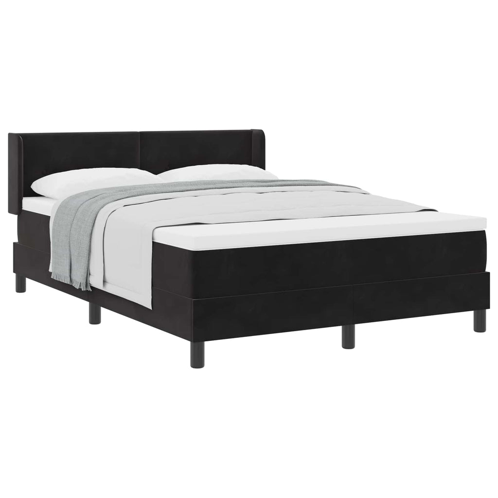 Cama tipo Box Spring con cabecera Negro 190 x 140 cm Terciopelo