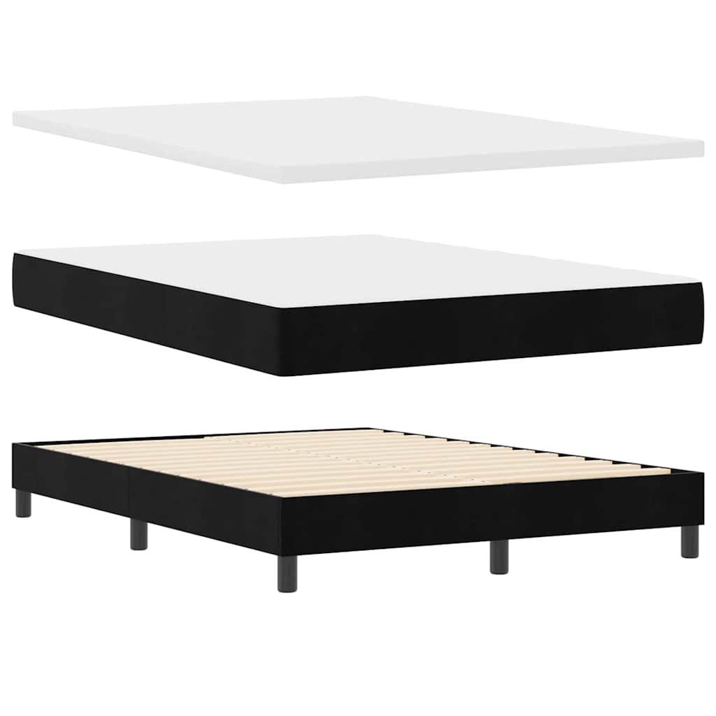 Cama tipo Box Spring con cabecera Negro 190 x 140 cm Terciopelo