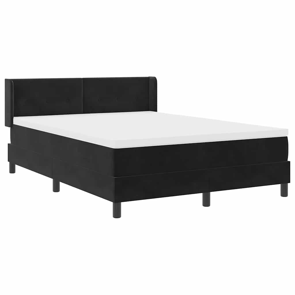Cama tipo Box Spring con cabecera Negro 190 x 140 cm Terciopelo