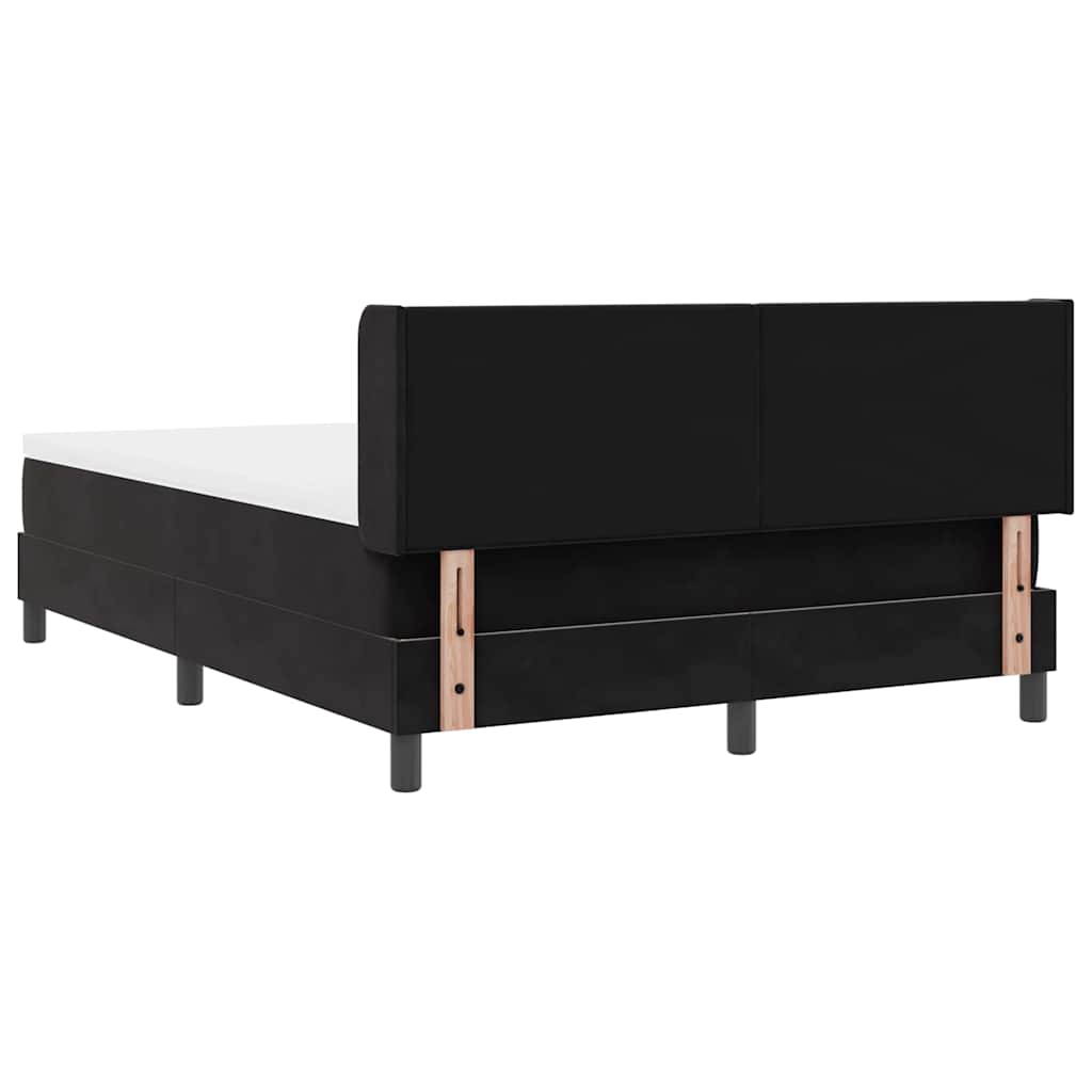 Cama tipo Box Spring con cabecera Negro 190 x 140 cm Terciopelo