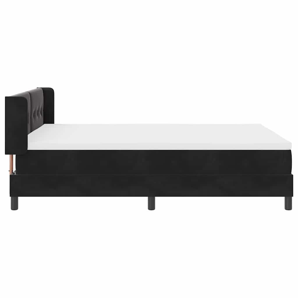 Cama tipo Box Spring con cabecera Negro 190 x 140 cm Terciopelo