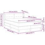 Cama tipo Box Spring con cabecera Negro 190 x 140 cm Terciopelo