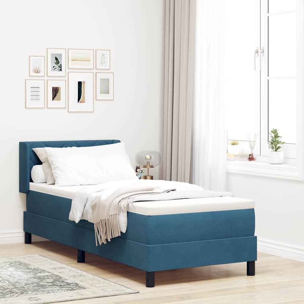 Black Velvet Box Spring Bed with Headboard 190 x 140 cm
