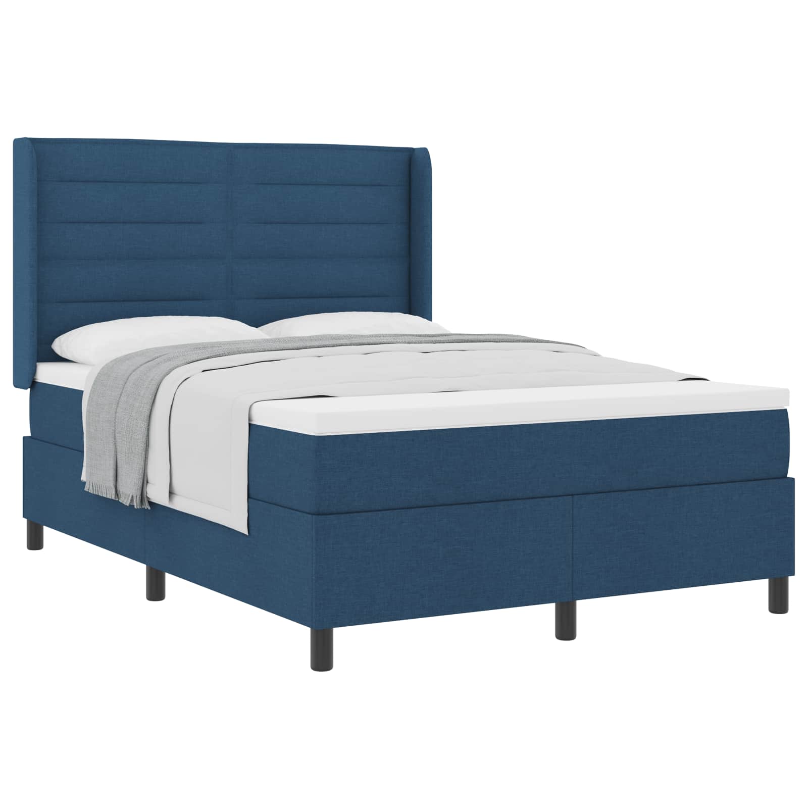 Cama tipo Box Spring con colchón Azul 190 x 140 cm tela