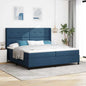 Cama Box Spring com colchão Azul 190 x 140 cm tecido