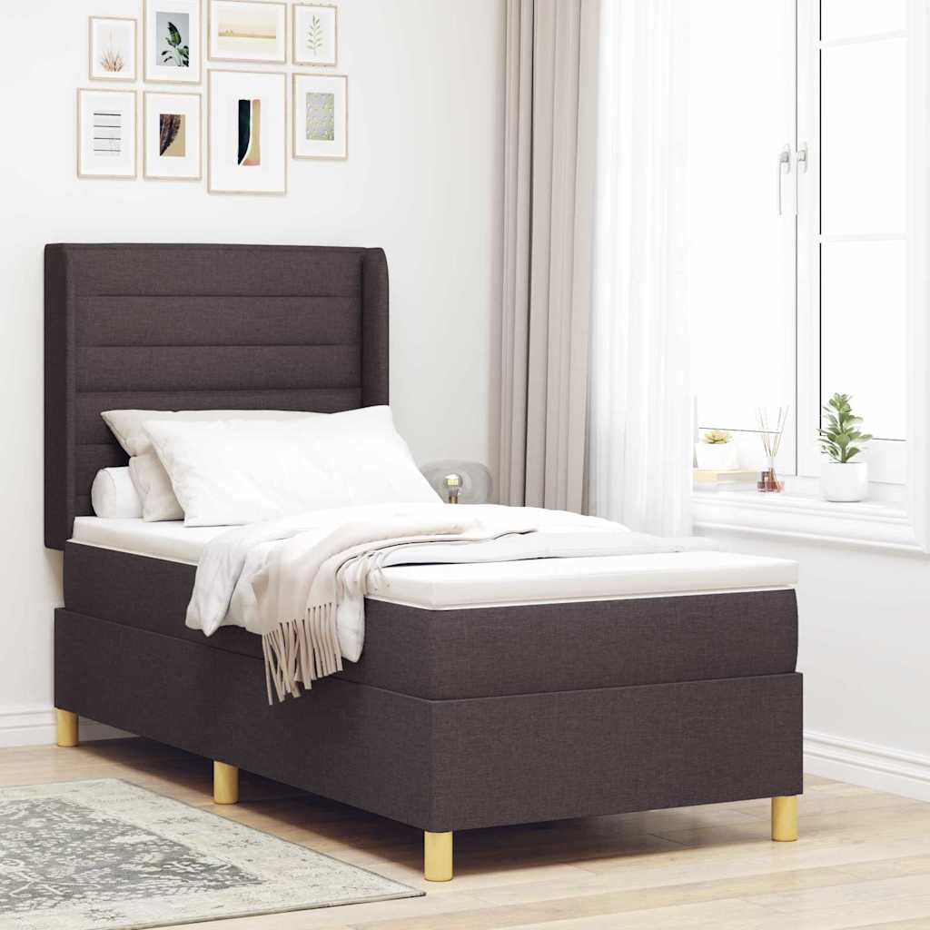 Cama Box Spring com cabeceira Creme 80 x 200 cm tecido