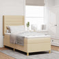 Cama Box Spring com cabeceira Creme 80 x 200 cm tecido