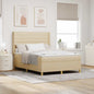 Cama Box Spring com cabeceira Creme 80 x 200 cm tecido