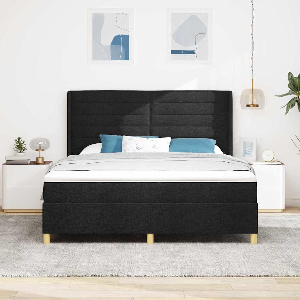 Cama Box Spring com cabeceira Creme 80 x 200 cm tecido
