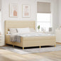 Cama Box Spring com cabeceira Creme 80 x 200 cm tecido