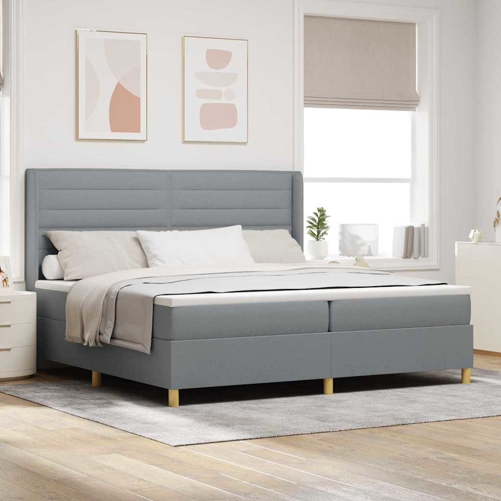 Cama Box Spring com cabeceira Creme 80 x 200 cm tecido