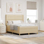Cama Box Spring com cabeceira Creme 80 x 200 cm tecido