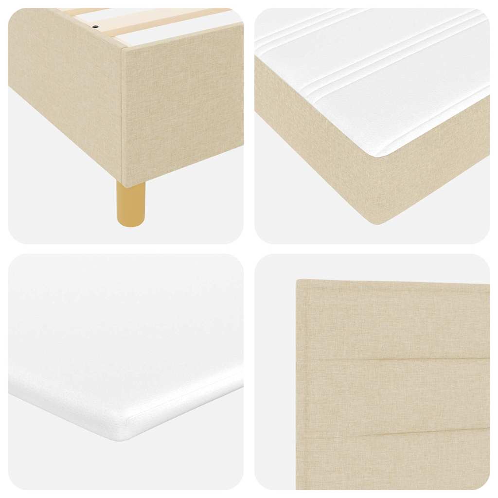 Cama tipo Box Spring con cabecera Crema 80 x 200 cm tela