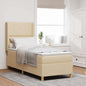 Cama Box Spring com cabeceira Creme 80 x 200 cm tecido