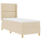 Cama tipo Box Spring con cabecera Crema 80 x 200 cm tela