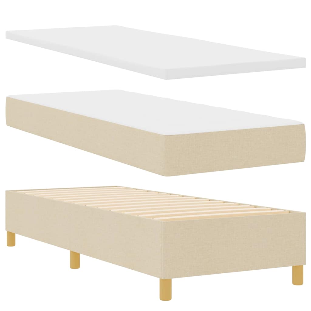 Cama tipo Box Spring con cabecera Crema 80 x 200 cm tela
