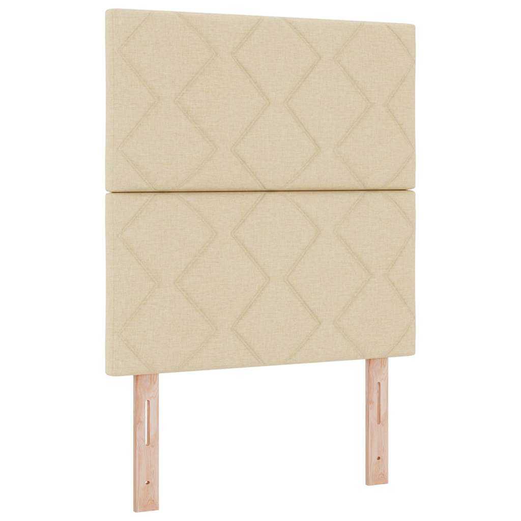 Cama tipo Box Spring con cabecera Crema 80 x 200 cm tela