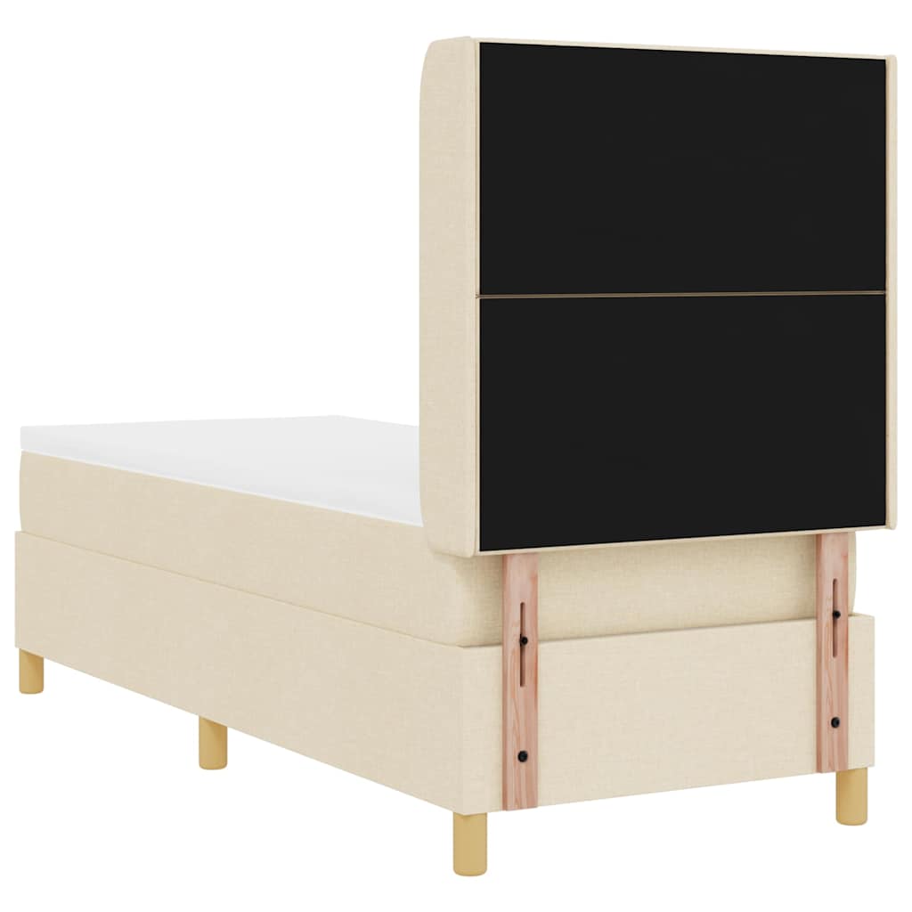 Cama tipo Box Spring con cabecera Crema 80 x 200 cm tela