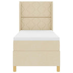 Cama tipo Box Spring con cabecera Crema 80 x 200 cm tela