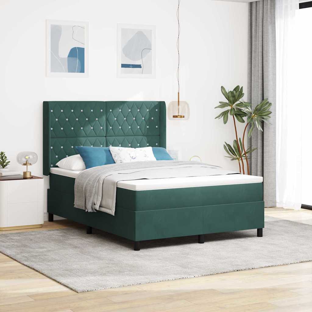 Cama Box Spring com cabeceira Azul 100 x 200 cm Veludo